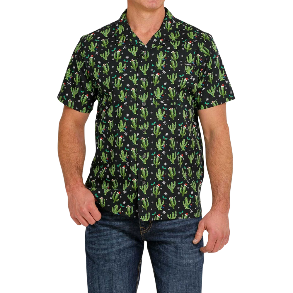 Cinch Mens Christmas Cactus SS Shirt