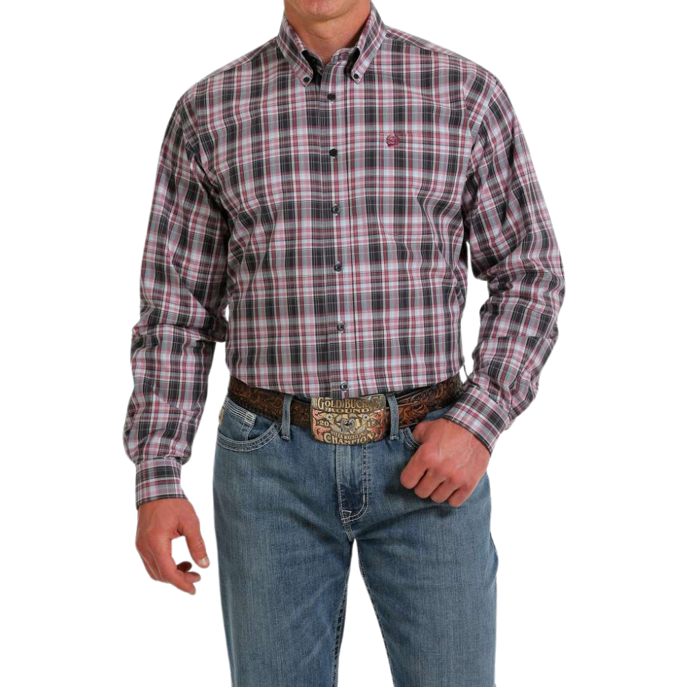 Cinch Mens Classic Navy/Pink/Blue Check LS Shirt