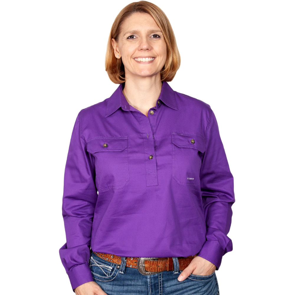 Just Country Womens Jahna 1/2 Button Workshirt