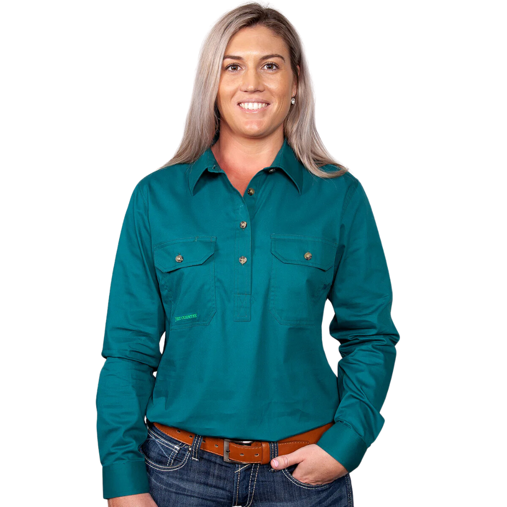 Just Country Womens Jahna 1/2 Button Workshirt