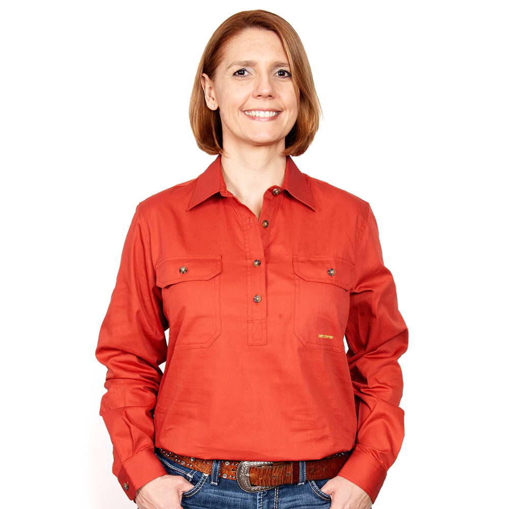 Just Country Womens Jahna 1/2 Button Workshirt