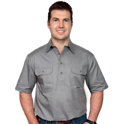 Just Country Mens Adam 1/2 Button Short Sleeve Workshirt