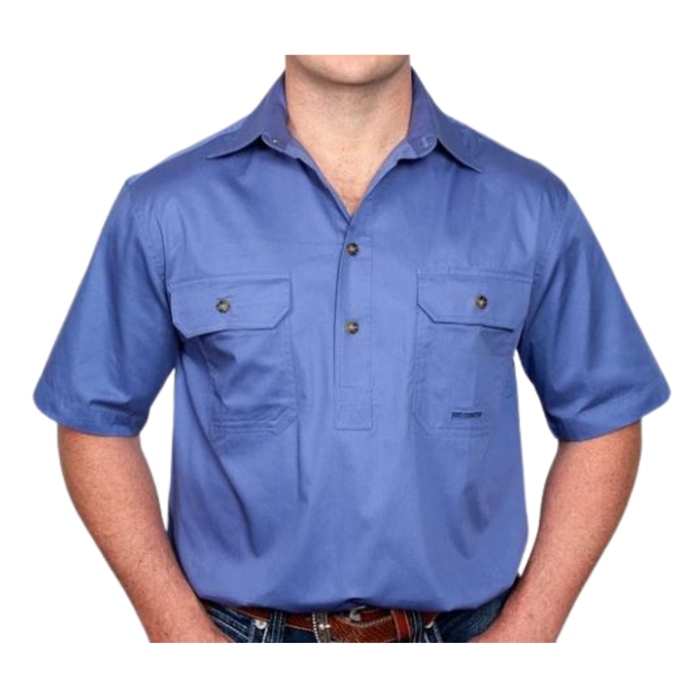 Just Country Mens Adam 1/2 Button Short Sleeve Workshirt