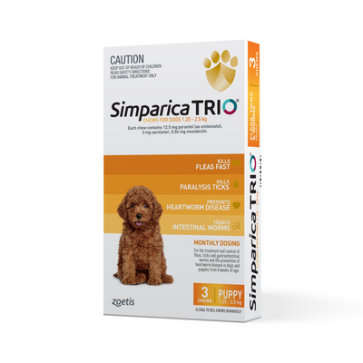 Simparica Trio 1.2-2.5kg Yellow 3Pk