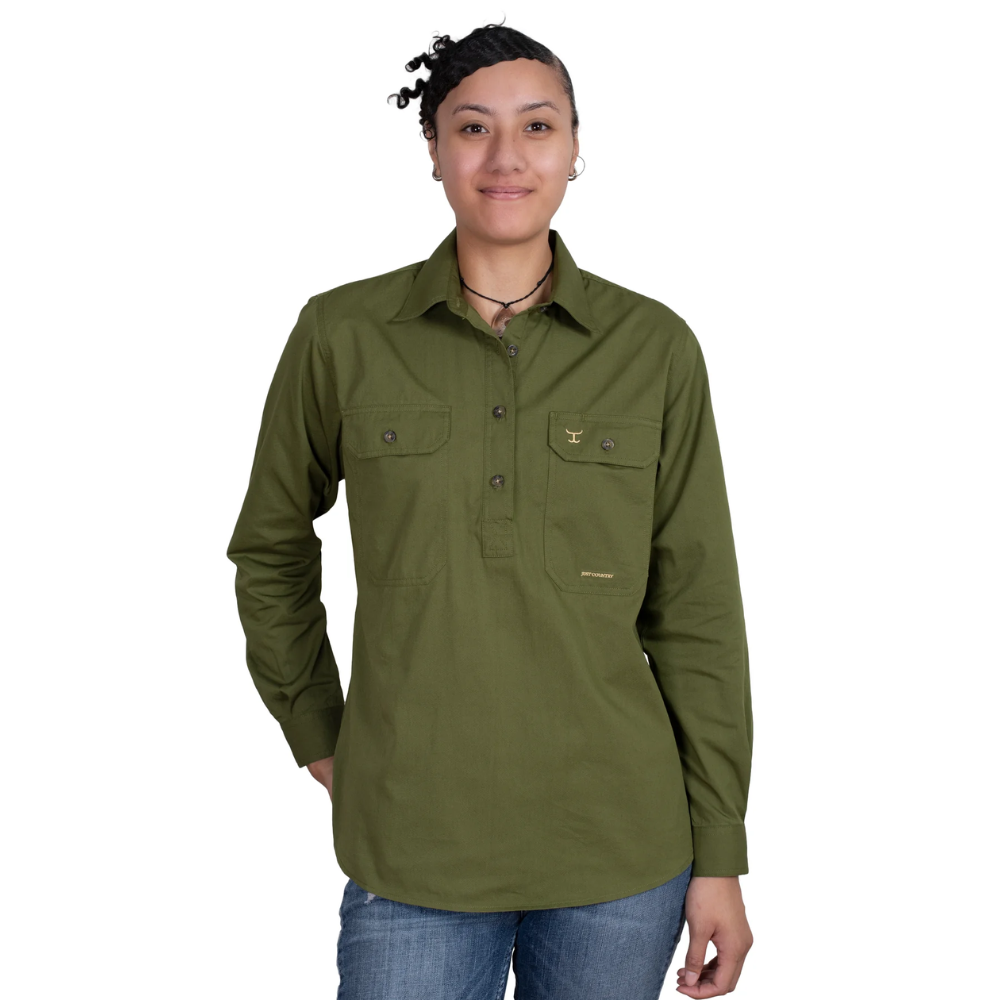 Just Country Womens Jahna 1/2 Button Workshirt