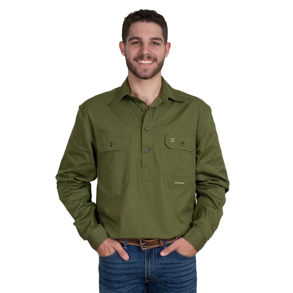 Just Country Mens Cameron 1/2 Button Workshirt