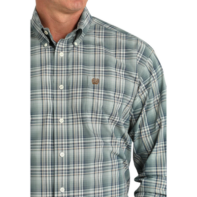 Cinch Mens Green Check LS Shirt