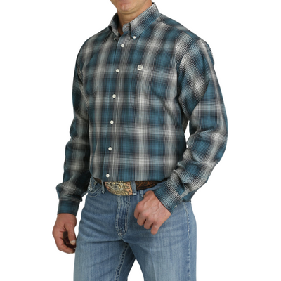 Cinch Mens Teal Check LS Shirt