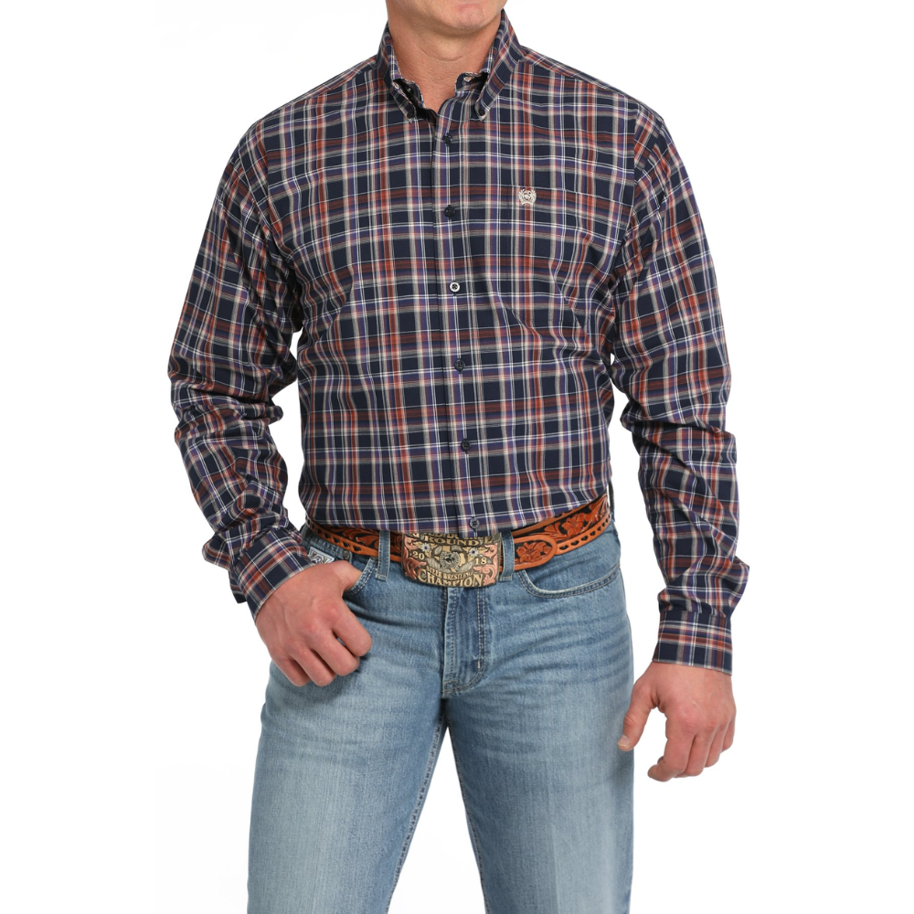 Cinch Mens Navy Multi LS Shirt