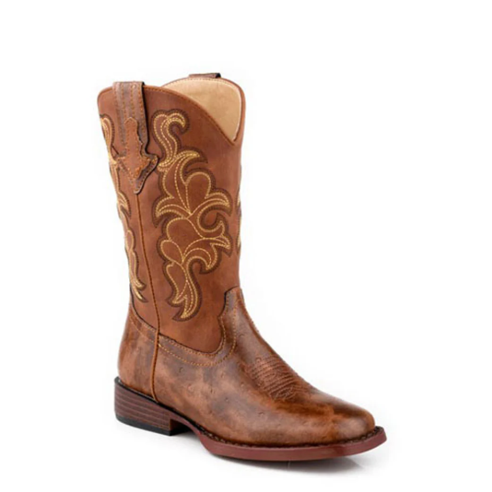 Roper Big Kids Wide Square Toe Quills Top Boot