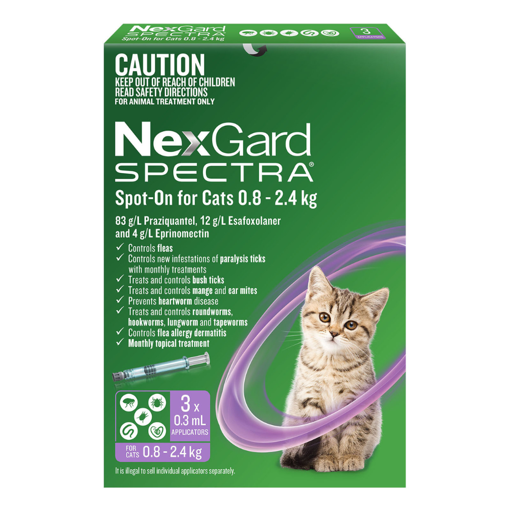 Nexgard Spectra Cat Spot On .8-2.4kg 3 Pack