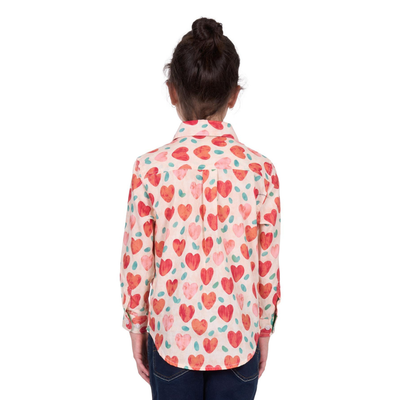 Hard Slog Girls Mira Heart Half Button LS Shirt