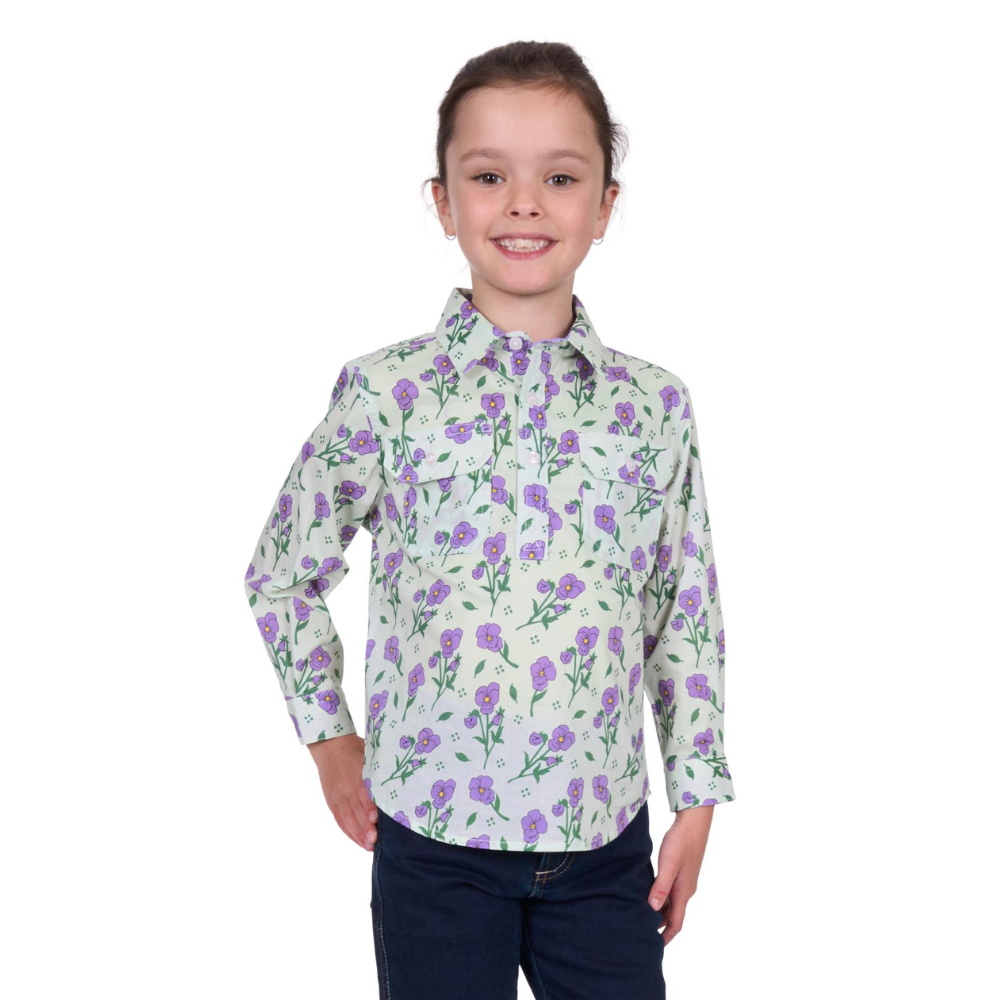 Hard Slog Girls Lynn Half Button LS Shirt