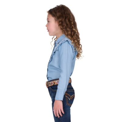 Pure Western Girls Pheobe Frill LS Shirt