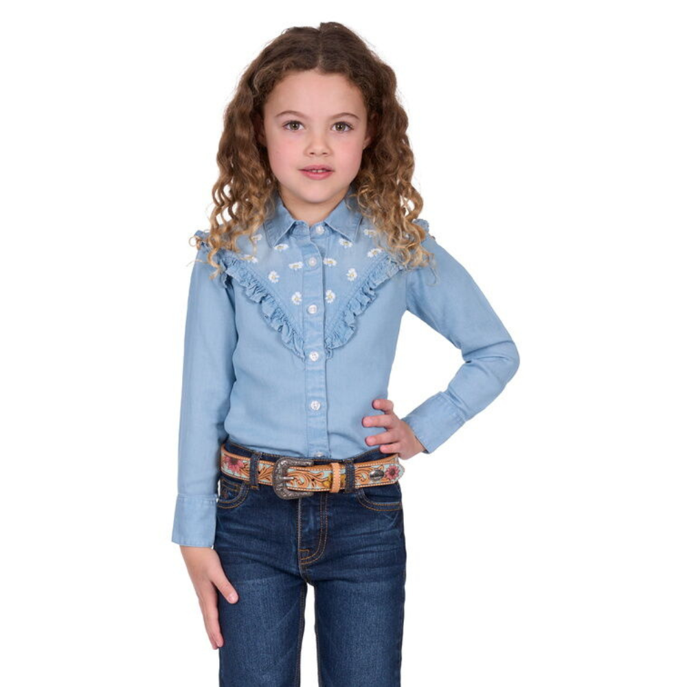 Pure Western Girls Pheobe Frill LS Shirt