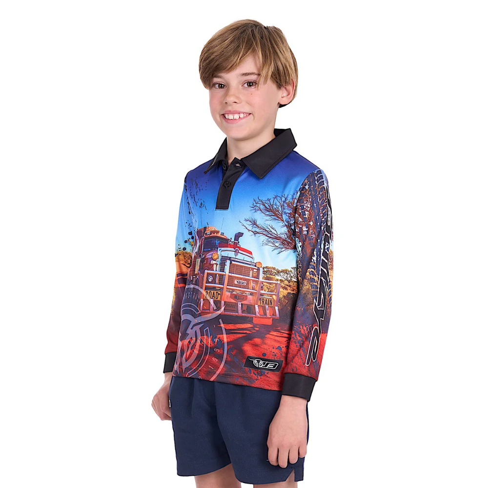 Bullzye Boys Road Train LS Fishing Shirt