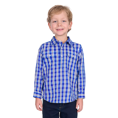 Hard Slog Boys Levers Check Half Button Shirt