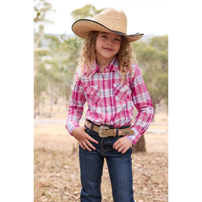 Pure Western Girls Leni Pink LS Shirt
