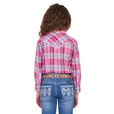 Pure Western Girls Leni Pink LS Shirt