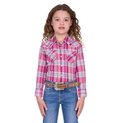 Pure Western Girls Leni Pink LS Shirt