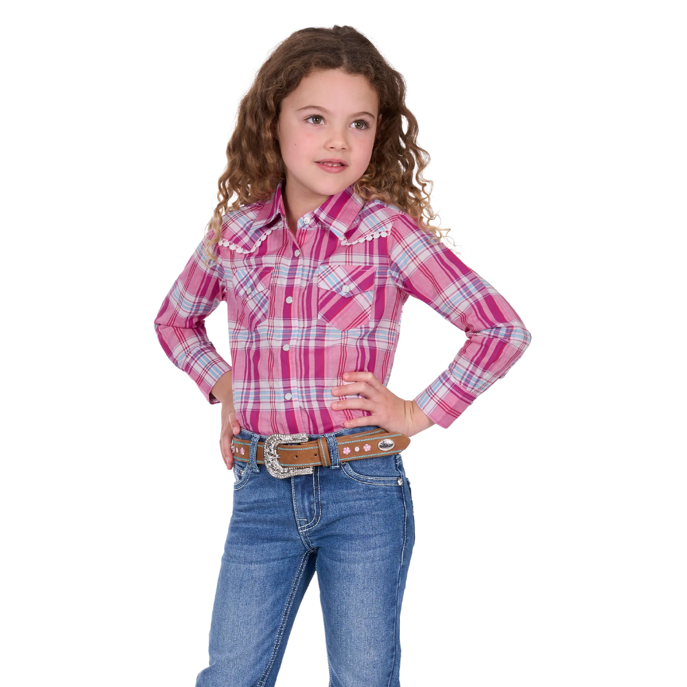 Pure Western Girls Leni Pink LS Shirt