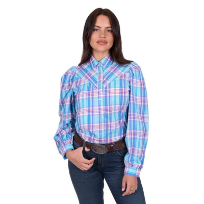 Wrangler Womens Emily Blue Check LS Shirt