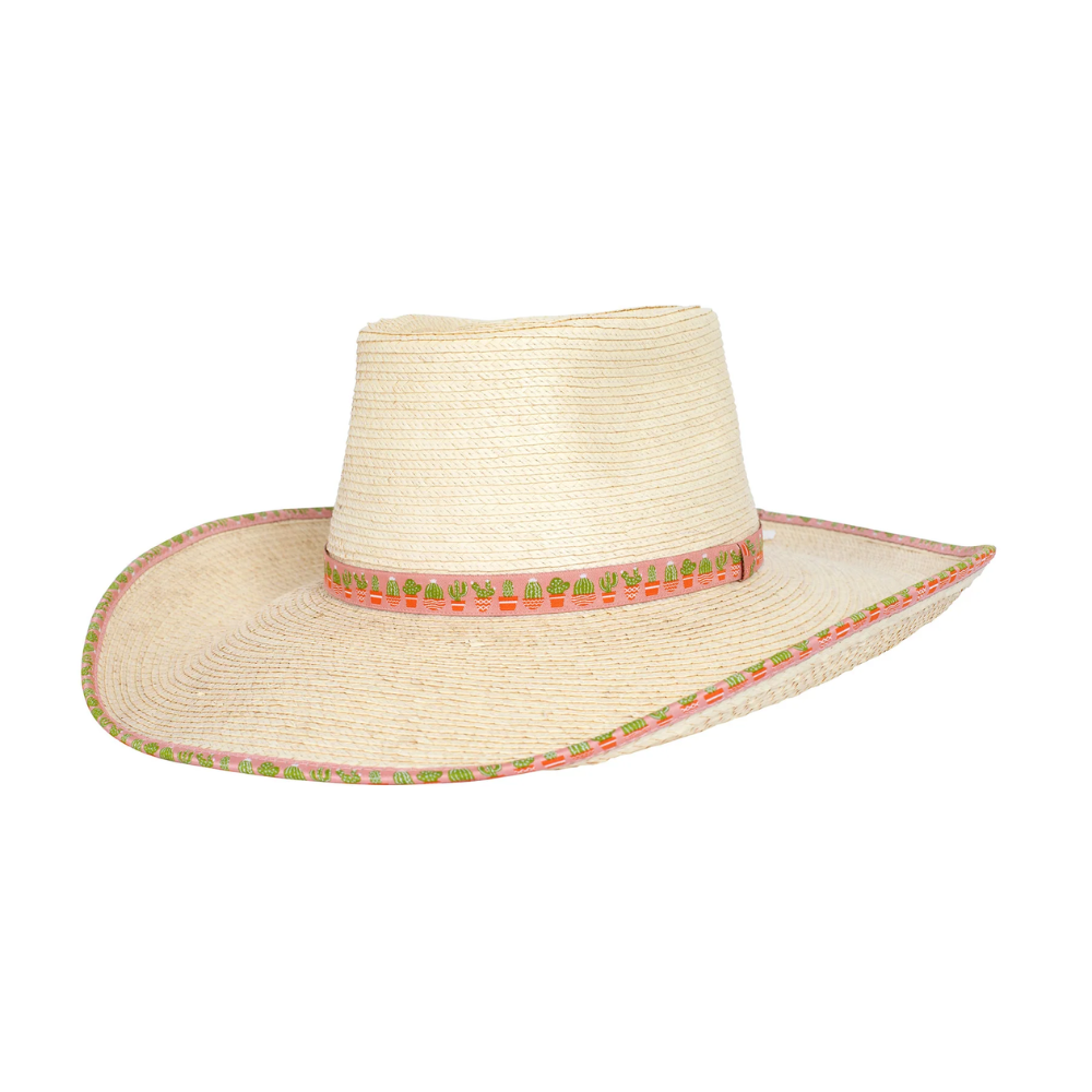 Sunbody Ava Pink Cactus Palm Leaf Hat