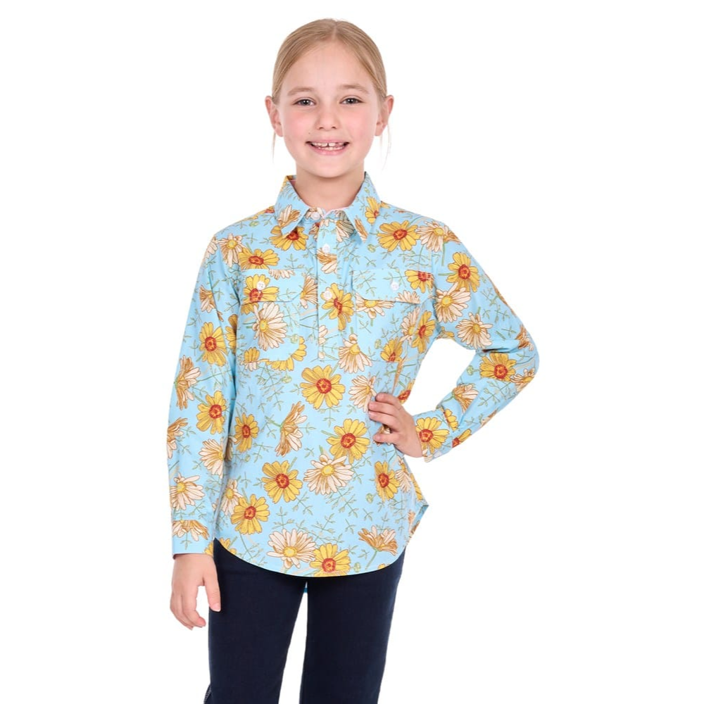Hard Slog Kids Sunday Half Button LS Shirt
