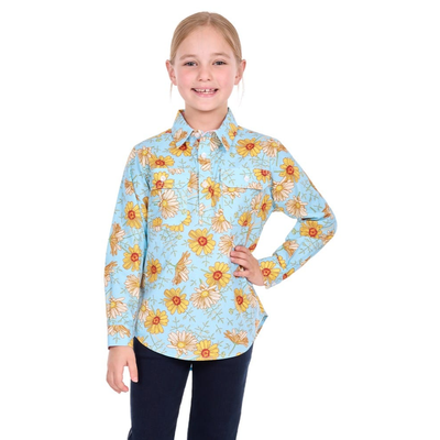 Hard Slog Kids Sunday Half Button LS Shirt