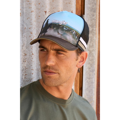 Wrangler Adult Evan Dark Tan/Multi Trucker Cap