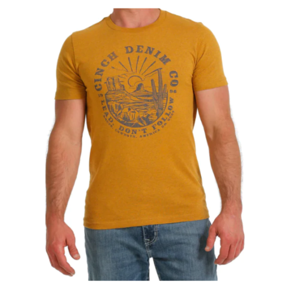 Cinch Mens Lead Dont Follow Gold SS Tee