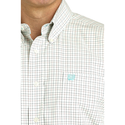 Cinch Mens Cream Aqua Check LS Shirt