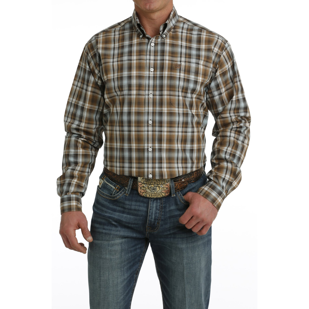 Cinch Mens Brown Check LS Shirt