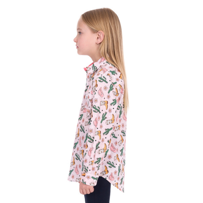 Hard Slog Girls Cleo Half Button LS Shirt