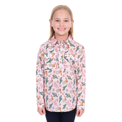Hard Slog Girls Cleo Half Button LS Shirt