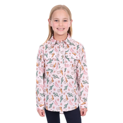 Hard Slog Girls Cleo Half Button LS Shirt
