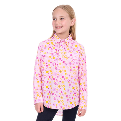 Hard Slog Girls Daisy Half Button LS Shirt