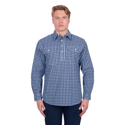 Hard Slog Mens Alden Check Half Button LS Shirt