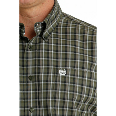 Cinch Mens Olive Check LS Shirt