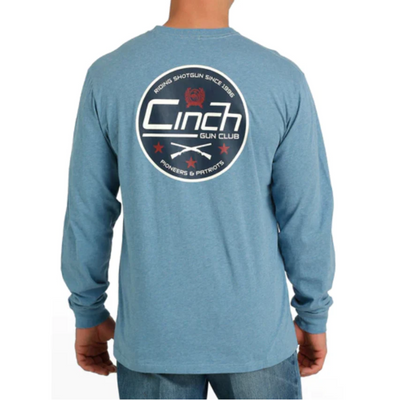 Cinch Mens Blue Logo LS Tee