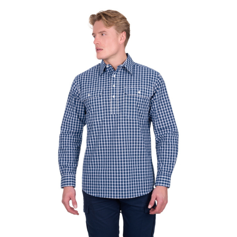 Hard Slog Mens Alden Check Half Button LS Shirt