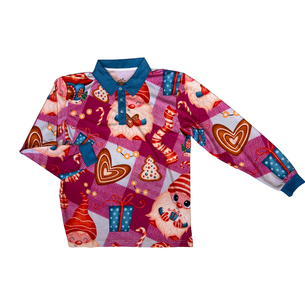 Mens/Womens Christmas Fishing Shirt Elf Pink Check