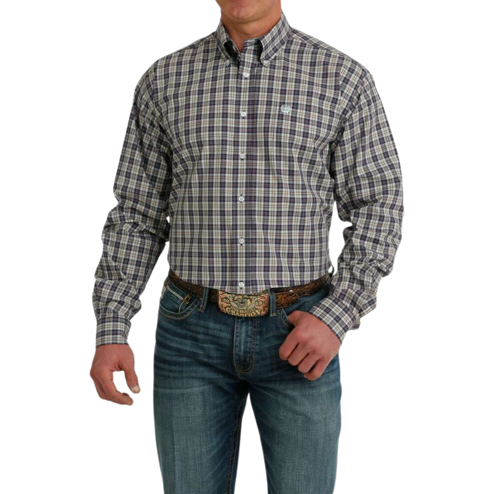 Cinch Mens Purple Check LS Shirt