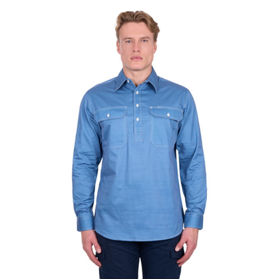 Hard Slog Mens Holden Half Button LS Shirt