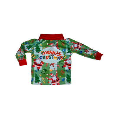 Kids Christmas Fishing Shirt Jolly Santa Check