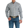 Cinch Mens White Grey Check LS Shirt