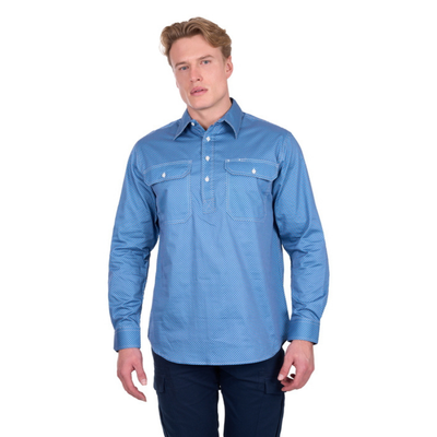 Hard Slog Mens Holden Half Button LS Shirt