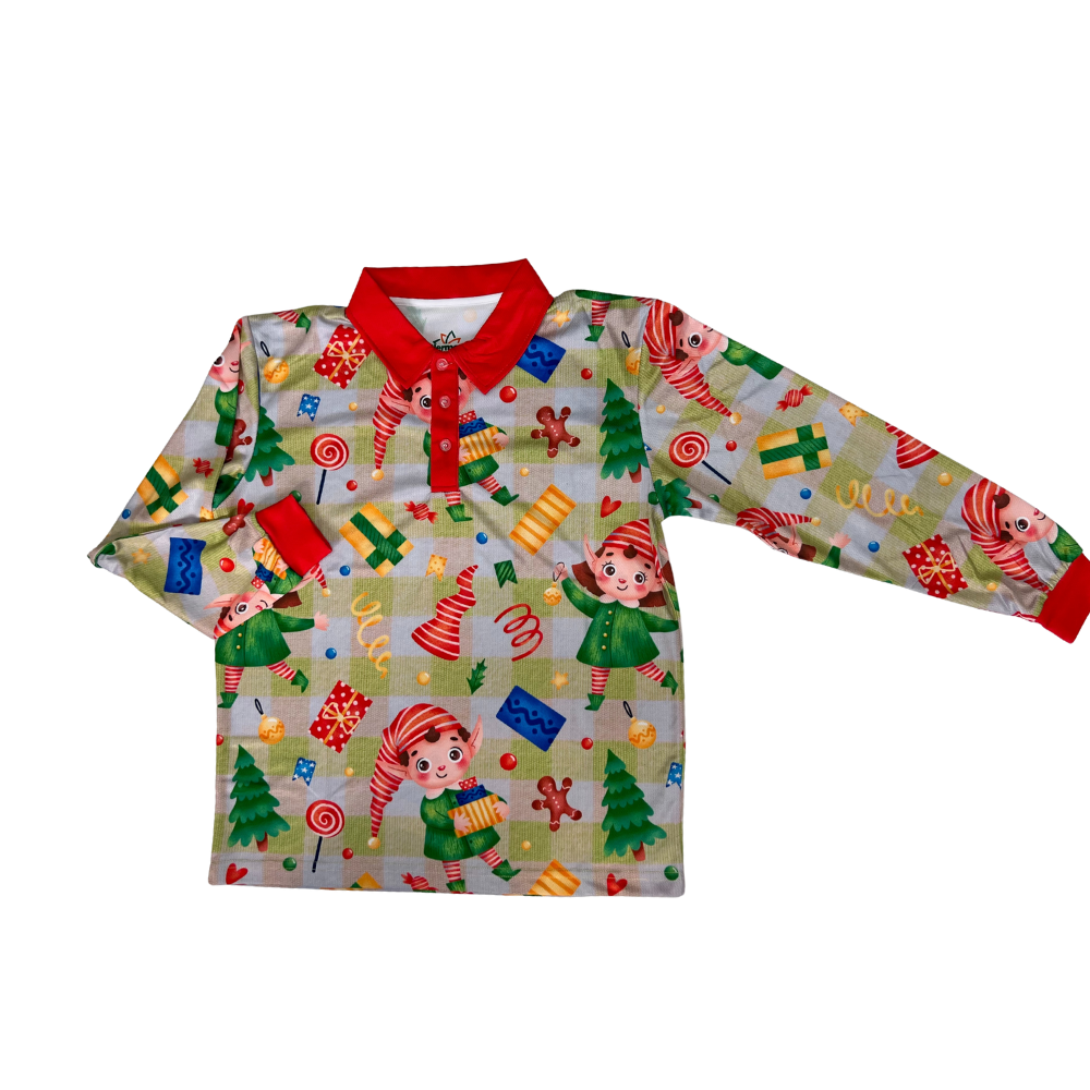 Mens/Womens Christmas Fishing Shirt Elf Yellow Check