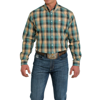 Cinch Mens Teal Check LS Shirt