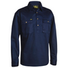 Bisley Mens Drill 1/2 Button Long Sleeve Workshirt